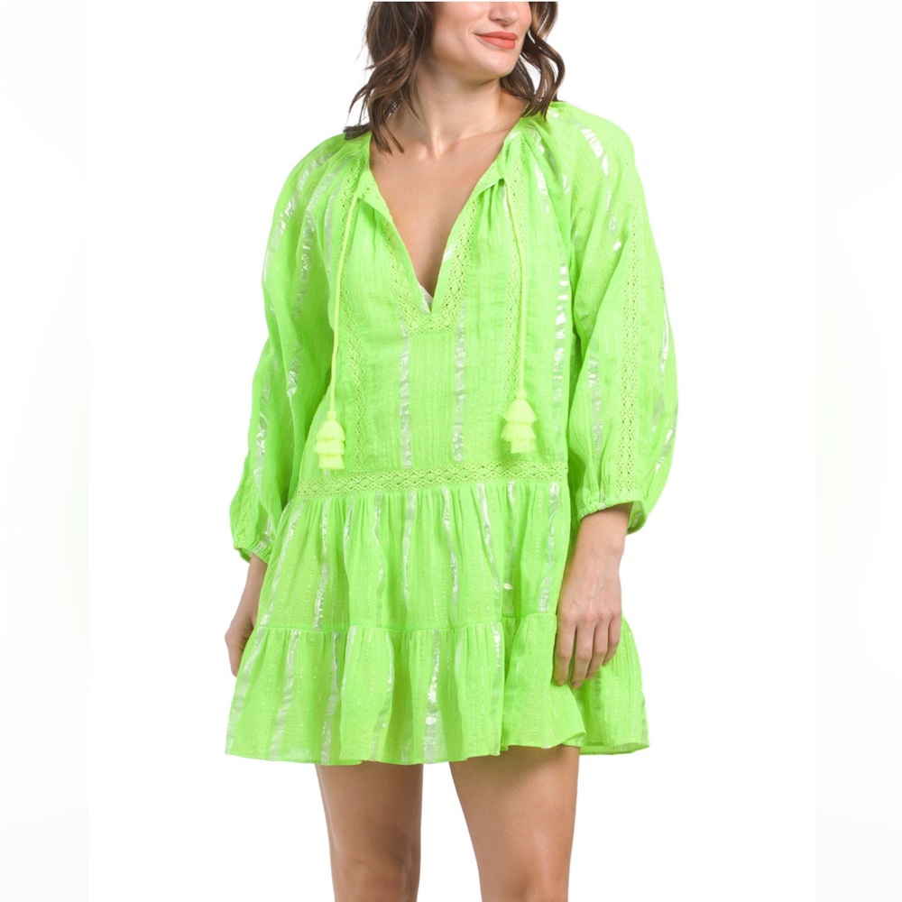 *NWT* MILLY Valentine Metallic Stripe Cotton Cover-Up Dress - Size P/S